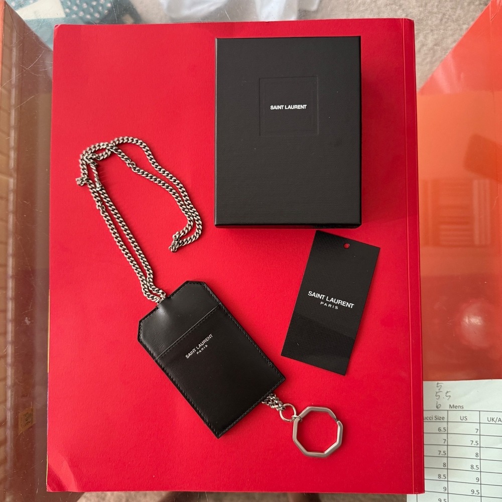 Saint Laurent Leather Lanyard Card holder key chain, 712614, New - Picture 5 of 10